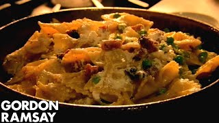 Farfalle with Ricotta Pancetta amp Peas  Gordon Ramsay [upl. by Ardnuaed]