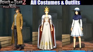 AOT 2 Costumes amp Outfits Unlockable amp DLC  Attack on Titan 2 Final Battle [upl. by Adamok]