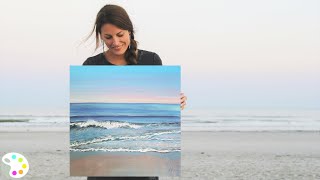 How to Paint in Acrylics  Ocean Painting Tutorial [upl. by Adnauqal]