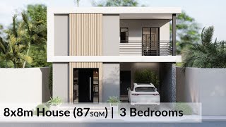 8x8m House Design  2 Story House with 3 Bedrooms [upl. by Aamsa]