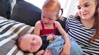 Adley meets Baby Brother so adorable [upl. by Ravahs]