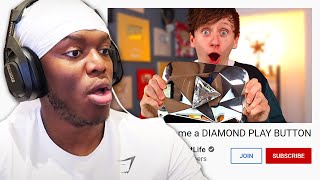 KSI reacts to me stealing his Diamond Play Button [upl. by Laurinda594]