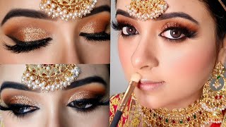 BaratNikah Bridal Makeup Tutorial Step By Step Glittery Eye Makeup [upl. by Hungarian]