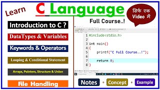 C Programming Full Course Hindi  Learn Coding [upl. by Peria206]