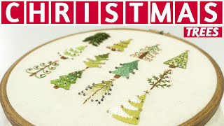 12 Hand Embroidery Designs in 10 MINUTES  Christmas Embroidery Tutorial by DIY Stitching [upl. by Darrin182]