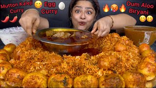 SPICY MUTTON KALEJI CURRY WITH DUM ALOO BIRYANI AND SPICY EGG CURRY  ASMR EATING MUKBANG [upl. by Laurin80]