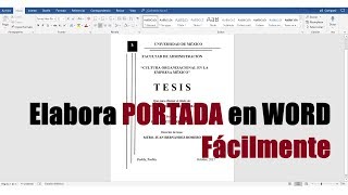 CÓMO HACER UNA PORTADA EN WORD FÁCILMENTE [upl. by Villada]