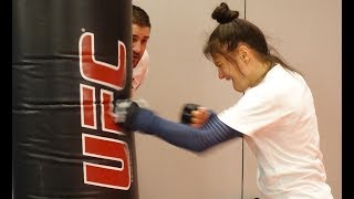 Karolina Kowalkiewicz Shows Off Crazy Hand Speed During UFC 223 Training Session [upl. by Amuh]