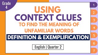 Context Clues Definition and Exemplification  English 4 Q2 Week 1 [upl. by Eiramlatsyrc497]