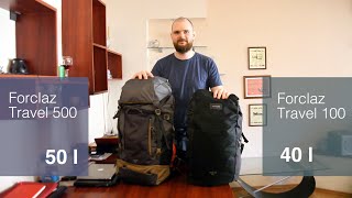 TRAVEL BACKPACK REVIEW Comparison for Decathlon Forclaz Travel 100 40l vs Travel 500 50l Video 14 [upl. by Rodriguez]