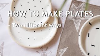 CERAMICS AT HOME l How to make plates two different ways I bisque and glaze [upl. by Shaper]