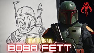 How to Draw BOBA FETT Art Tutorial [upl. by Deden]