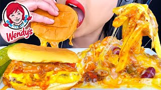 ASMR WENDYS DOUBLE CHILI CHEESEBURGER amp CHILI CHEESE FRIES MUKBANG  Eating Show  ASMR Phan [upl. by Pickford]