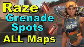 Raze GRENADE SPOTS Lineups on ALL MAPS  Valorant Tricks 30 Icebox Bind Split Haven amp Ascent [upl. by Adlesirc108]