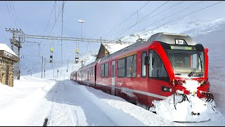 ★ 4K Cab ride 🇨🇭St Moritz  🇮🇹Tirano fresh snow strong winds amp snowdrifts 032020 [upl. by Hagile836]