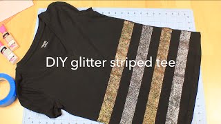 DIY Glitter Striped Tee Shirt [upl. by Nylorahs]