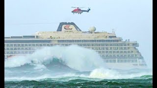 Large Cruise Ships In Massive Storm Biggest Waves at Sea [upl. by Hannala]