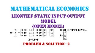 Leontief InputOutput Model  Problem and Solution 2 [upl. by Elvin]