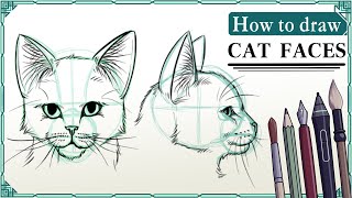 How to draw CAT FACES  Step by Step Art Tutorial [upl. by Strong979]