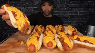 ASMR CHILI CHEESE DOG MUKBANG [upl. by Adnalram]