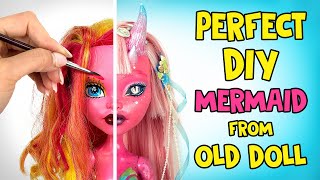 Perfect DIY Mermaid From Old Doll [upl. by Eldora]