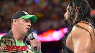 John Cena confronts Roman Reigns Raw July 14 2014 [upl. by Anear]