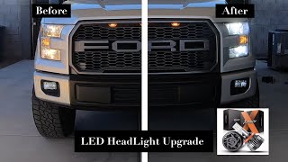 2016 Ford F150 LED HeadLight Bulb Conversion Before amp After [upl. by Dazhahs]