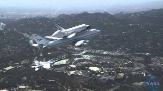 FA18 extended view of Space Shuttle Endeavours flyover Southern California [upl. by Eilsek]