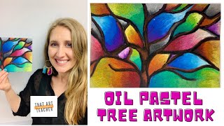 Oil Pastel Tree Artwork  Oil Pastel Drawing for Beginners Step by Step [upl. by Enos]