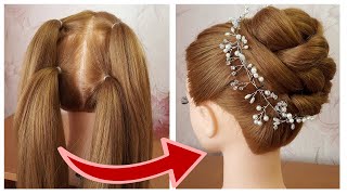 Hairstyle With Trick  Quick amp Easy Hairstyle For WeddingParty  Coiffure mariage facile à faire [upl. by Deacon]