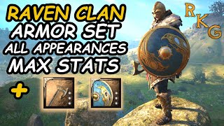 Raven Clan Armor Set All Appearances  Max Stats  2 Bonus Weapons  Assassins Creed Valhalla [upl. by Euqinom]