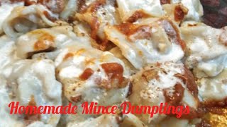 Homemade Traditional Mince Dumplings Recipe Red Sauce Mince Dumplings [upl. by Ayerhs136]