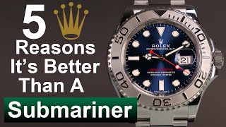 Rolex YachtMaster 40 Blue Dial Review  Top 5 Reasons it’s Better than a Submariner [upl. by Raquel]