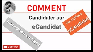 التسجيل عبر ECandidat Postuler à une formation sur eCandidat [upl. by Rednijar671]