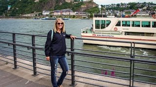 River Rhine Boat Cruise Cologne Germany Viewing Castles Lorelei Rock amp Train to Koblenz [upl. by Munmro]