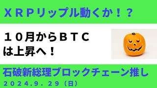 XRPリップルの暴騰は近い？チャート分析で見える10月のBTC上昇！石破新総理はブロックチェーン推進！【2024年9月29日版】 [upl. by Hulton]