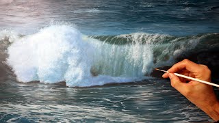 How to paint water  realistic wave painting tutorial [upl. by Stallworth675]