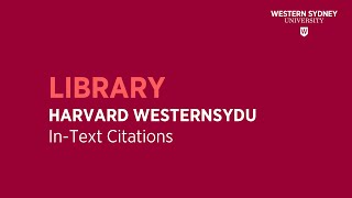 Harvard WesternSydU  Intext Citations [upl. by Iaoh]