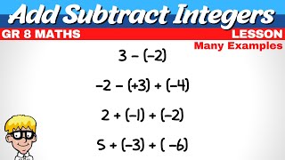 Add Subtract Integers Grade 8 [upl. by Rein]