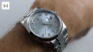 Rolex Platinum DayDate  Oyster Perpetual DayDate 36 Ref 118206 Watch Review [upl. by Annoynek]