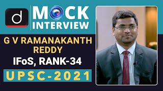 IFoS Topper G V Ramanakanth Reddy Rank  34 UPSC IFoS 2021  Mock Interview  Drishti IAS English [upl. by Nev]