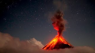 Volcan de Fuego erupting at night in 4K [upl. by Clara366]