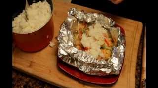 Mariscos Empapelados Seafood peppers amp onions rice with sauce grilled in foil [upl. by Atteloj]