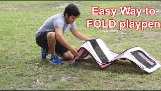 The Easy Way to Fold Pet Playpen  Portable Fabric Crate [upl. by Elita]