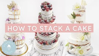 How To Stack A Tiered Cake  Georgias Cakes [upl. by Einaffyt]