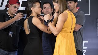 Claudia Gadelha vs Karolina Kowalkiewicz UFC 212 Media Day Staredown  MMA Fighting [upl. by Ennoid]