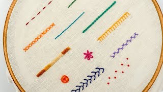 TOP 12 STITCHES IN HAND EMBROIDERY  Tutorial for Beginners [upl. by Reese]