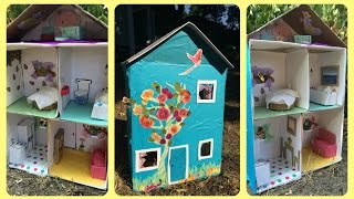 How To Make A Dollhouse From a Shoebox  Using Recycled Materials [upl. by Enisaj]