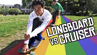 LONGBOARD VS CRUISER BOARD [upl. by Yelyr240]