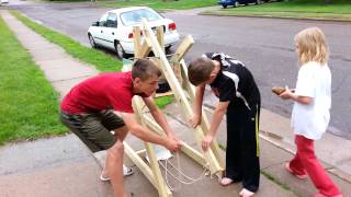 Trebuchet Launching 7th Grade Science Project [upl. by Adnaram]